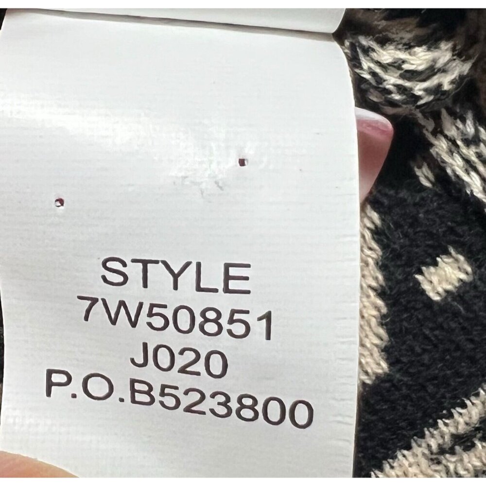 Lucky Brand Women Black / Beige Waterfall Wrap Open Cardigan Sweater Size Large - Picture 12 of 13